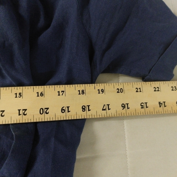 UNTUCKit her short sleeve navy 100% linen midi dress nancy button dress belt 2 - Picture 13 of 16